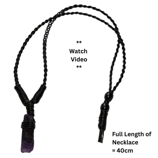 Amethyst Leather Bounded Necklace Adjustable beads