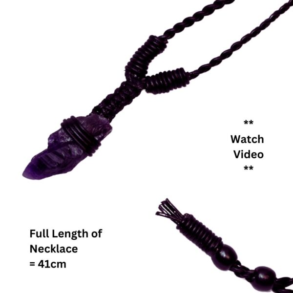 Amethyst Leather Bounded Necklace Adjustable beads