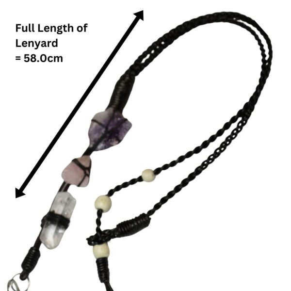 Amethyst, Rose and Clear Quartz Leather Office ID Lanyard
