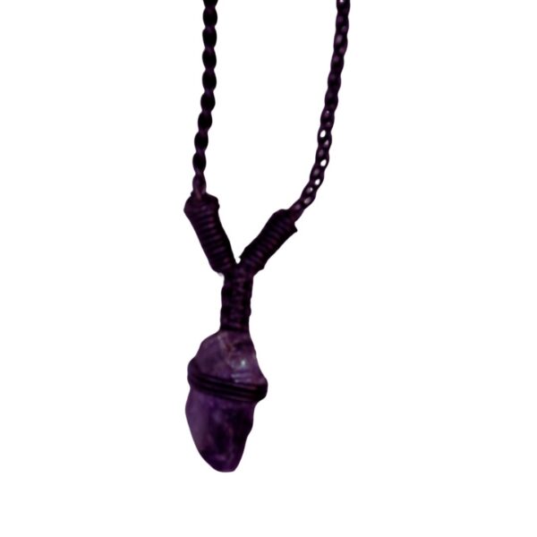 Amethyst Leather Bounded Necklace Adjustable beads