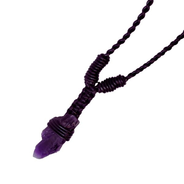 Amethyst Leather Bounded Necklace Adjustable beads