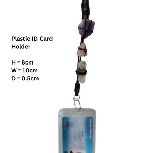 Amethyst, Rose and Clear Quartz Leather Office ID Lanyard