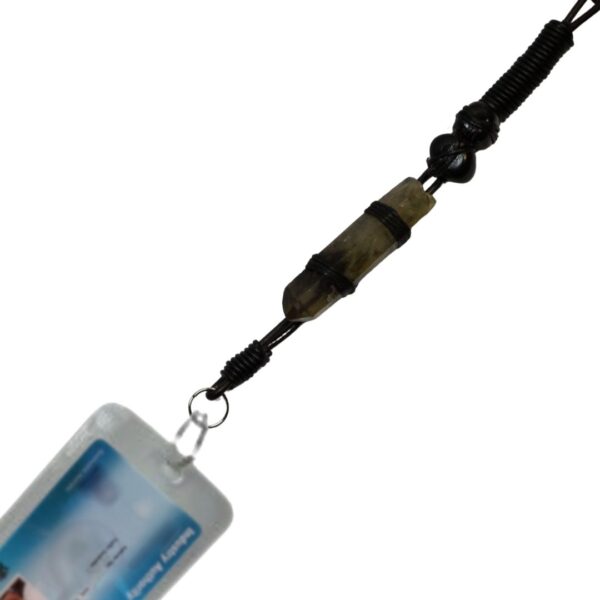 Lanyard Work ID Card Cover Office Business Smoky Quartz and Black Obsidian