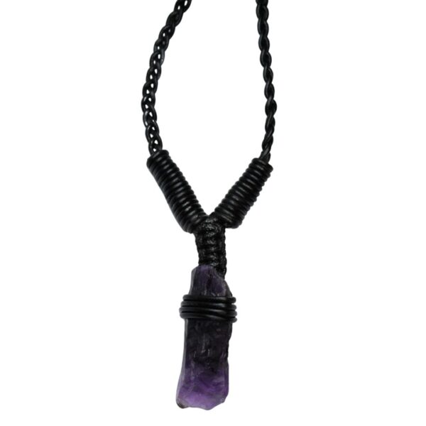 Amethyst Leather Bounded Necklace Adjustable beads