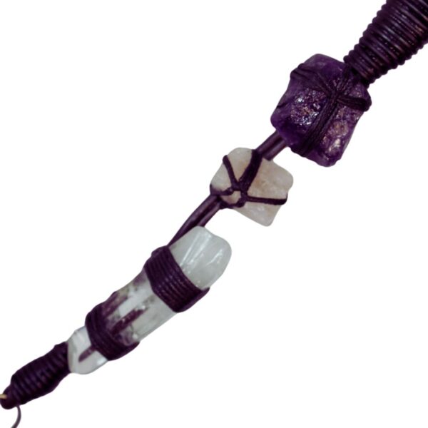 Amethyst, Rose and Clear Quartz Leather Office ID Lanyard