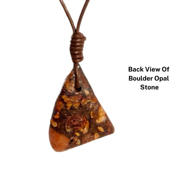 Boulder Opal Necklace Carved Genuine Cow Hide Leather