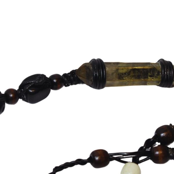 Lanyard Work ID Card Cover Office Business Smoky Quartz and Black Obsidian
