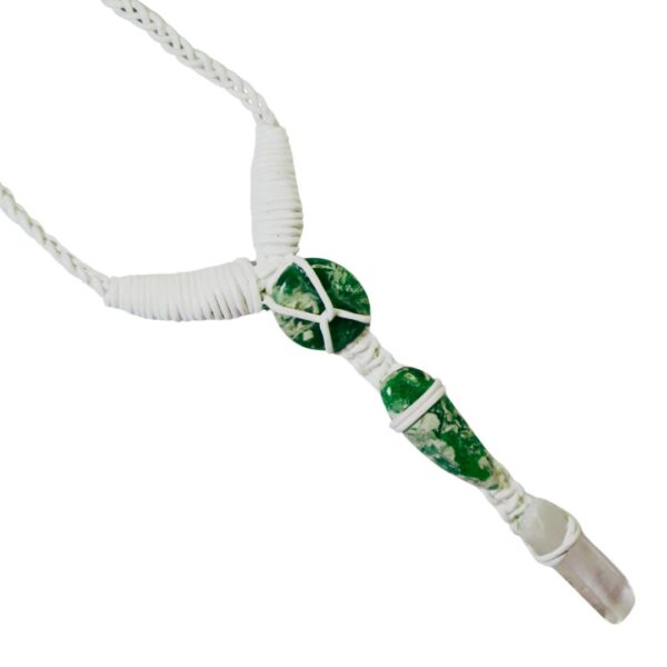 Nevada Variscite, clear quartz Leather Bounded Necklace Adjustable Beads