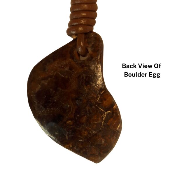 Boulder Egg Vintage Stone Necklace Carved Leather Genuine