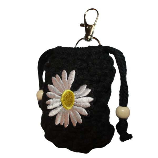 Mini Women Girl Keyring Charm Bag Sun Flower drawstring bag Macrame