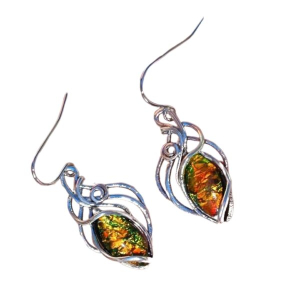 Opal Drop down Earrings Retro Silver Hooks Bohemium style