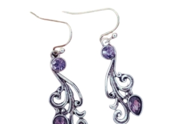 Amethyst Gemstone Drop Down Earrings