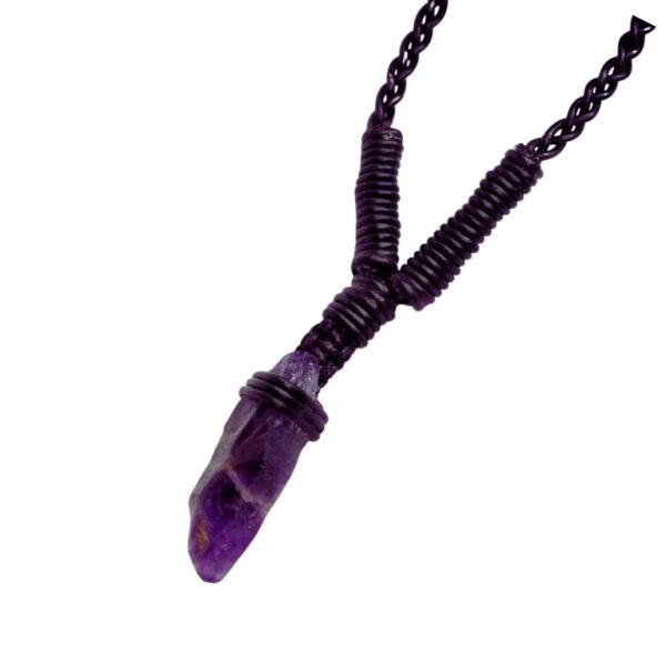 Amethyst Leather Bounded Necklace Adjustable beads