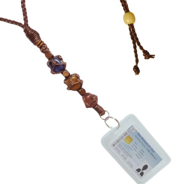 Office Lanyard Work ID Card 3 STONE Tigers Eye Lapas & Agate Lanyard