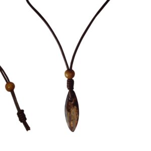 Australia Boulder Opal Necklace Surfboard Carved Genuine Leather