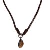 Boulder Opal Necklace Carved Genuine Cow Hide Leather