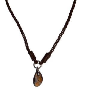 Boulder Opal Necklace Carved Genuine Cow Hide Leather