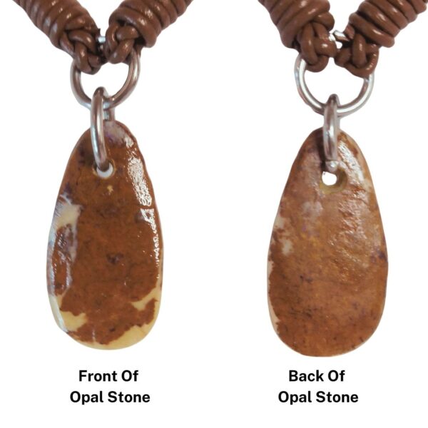 Boulder Opal Necklace Carved Leather
