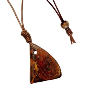 Boulder Opal Necklace Carved Genuine Cow Hide Leather