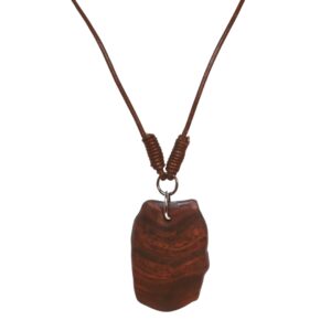 Boulder Stone Necklace Carved Feather Leather necklace