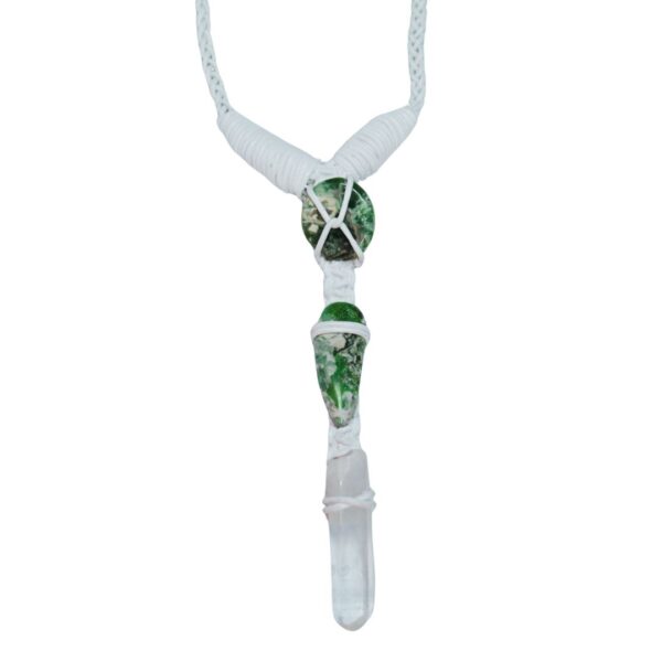 Nevada Variscite, clear quartz Leather Bounded Necklace Adjustable Beads