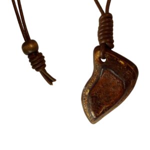 Boulder Egg Vintage Stone Necklace Carved Leather Genuine