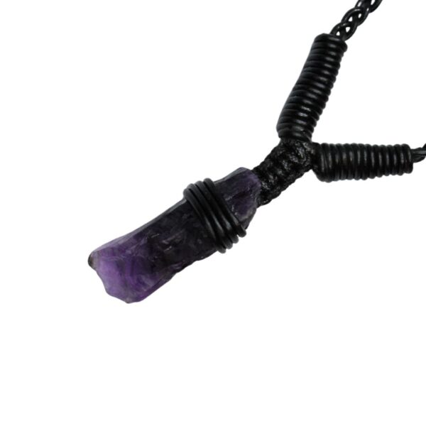Amethyst Leather Bounded Necklace Adjustable beads