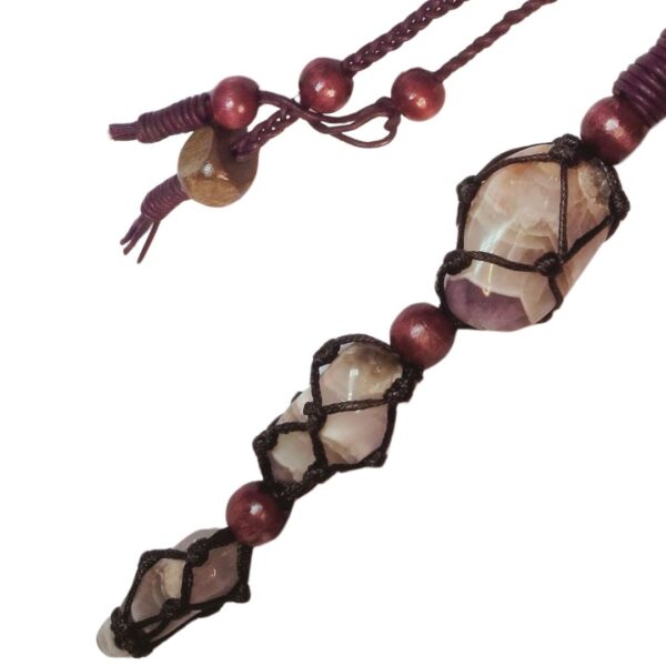 Natural Australian Chevron Amethyst Necklace Rare Adjustable Leather