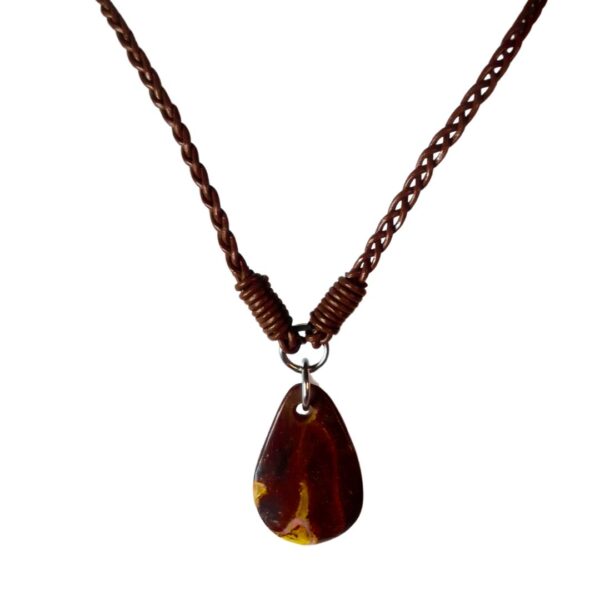 Boulder Opal Necklace Carved Leather