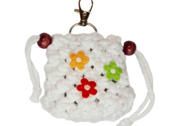Three Flower Keyring Drawstring bag