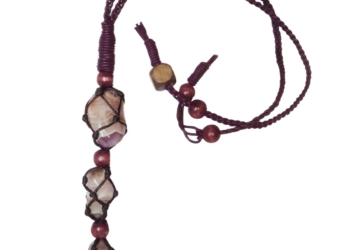 Chevron Amethyst Leather Bound Necklace