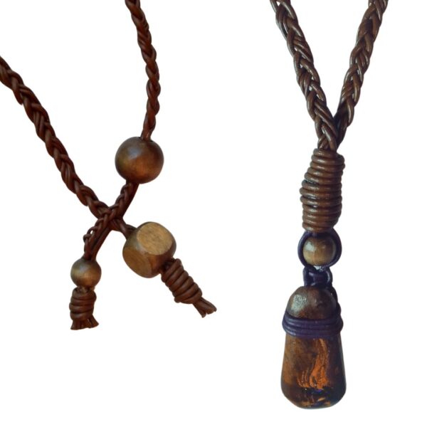 Australia Boulder Opal Necklace Carved Leather