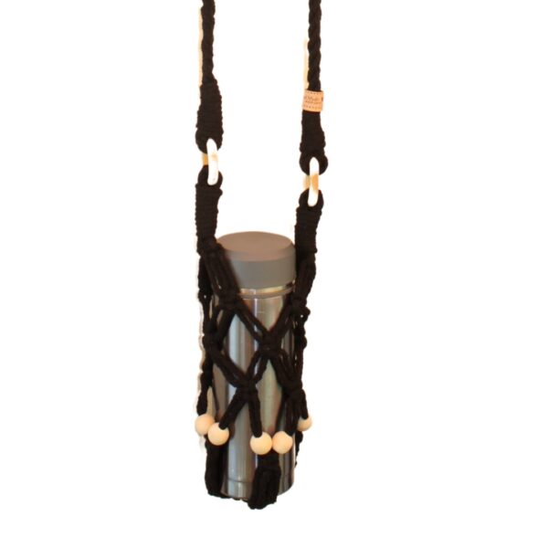 Water Drink Bottle Bag Shoulder Cross Strap Hiking Sports Gym Handmade Macrame
