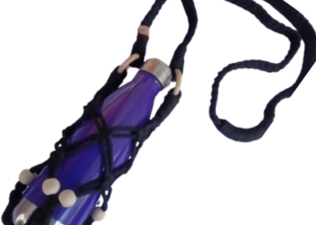 Black Beaded Water Drink Bottle Bag