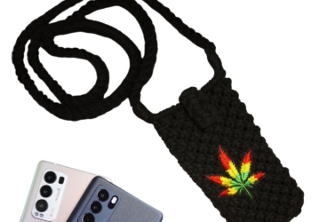 Macrame Rasta Leaf Mobile Phone Bag