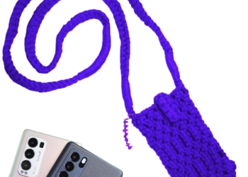 Blue Macrame Magnetic Mobile Phone Bag