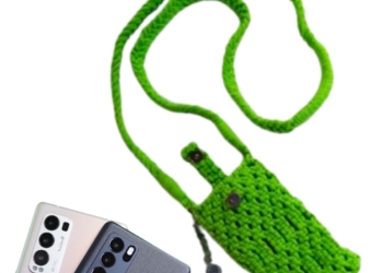Green Macrame Magnetic Mobile Phone Bag