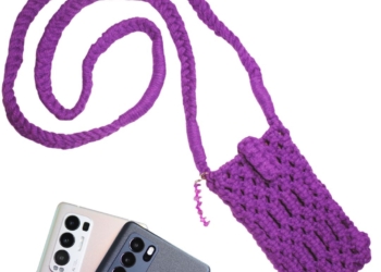 Purple Macrame Magnetic Mobile Phone Bag