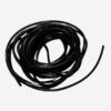Close-up image of 3mm 5m black leather cord neatly coiled, highlighting its smooth texture, durability, and genuine leather quality, perfect for jewelry making and crafting.