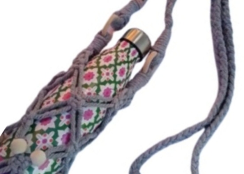 Beaded Macrame Water Drink Bottle Bag