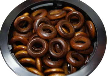48 Brown Wooden Round Hollow Beads