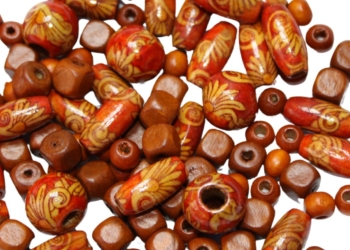 100 Wooden Beads Vintage Orange Tibetan
