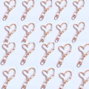 Close-up image of 10PCS swivel heart gold Lobster Swivel Clasp Hooks, showcasing their durable metal alloy construction, gold finish, and 360-degree swivel design.