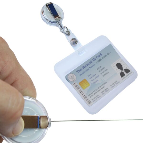 "Retractable Badge Holder with ID Card, Badge Holder Protector Cover, and Card Sleeve - Compact and durable for easy access and protection."