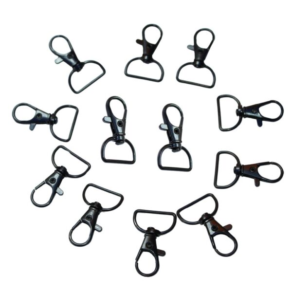 10PCS Black 30mm D-Ring Swivel Clasp Trigger Clips – Durable metal alloy clasps with a secure trigger mechanism and 360-degree swivel for keychains, bags, and DIY projects.