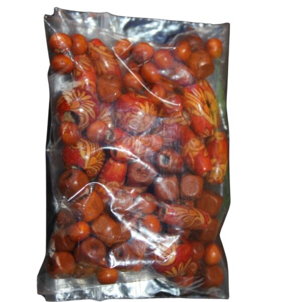 100 Wooden Beads in Vintage Orange Tibetan style, perfect for jewelry making and crafting, featuring a rustic, antique finish for a unique, handcrafted look.