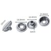 Image of 30 Sets 15mm Stainless Steel Snap Fasteners, showcasing their round button-to-cover design, durable stainless steel material, and sleek silver finish. Ideal for various craft projects.