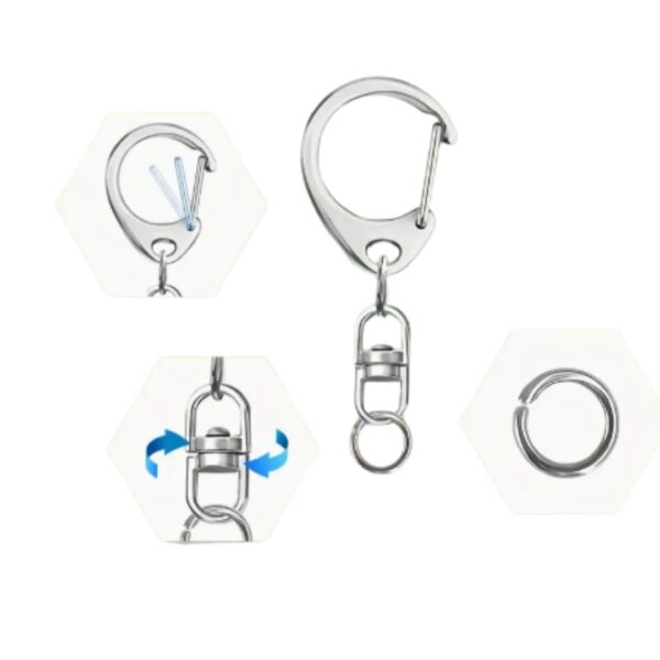10PCS Metal C-Shaped Spring Lobster Clasps with swivel hooks and jump rings in a sleek silver finish. Durable and versatile for keychains, jewelry, and crafts.
