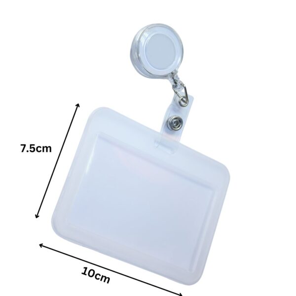 "Retractable Badge Holder with ID Card, Badge Holder Protector Cover, and Card Sleeve - Compact and durable for easy access and protection."