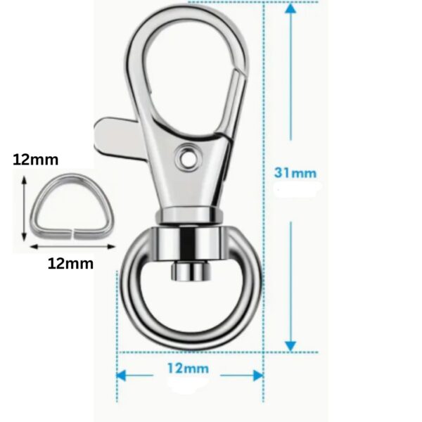 10PCS 12mm Swivel Lobster Clasp Clasps – Durable metal clasps with a 360-degree swivel design, perfect for jewelry, keychains, and craft projects.